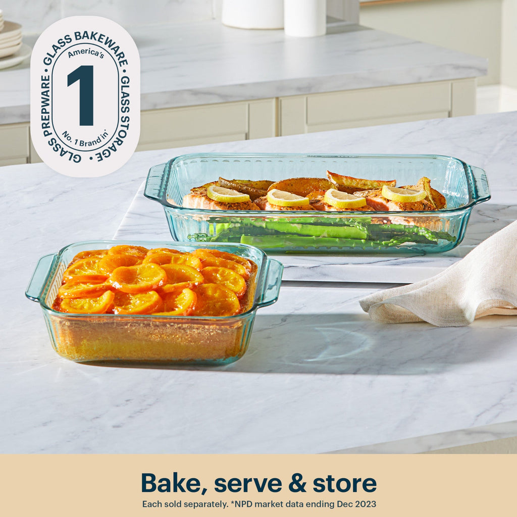 Pyrex® Sculpted Tinted Glass 8" Square Baking Dish, Aqua