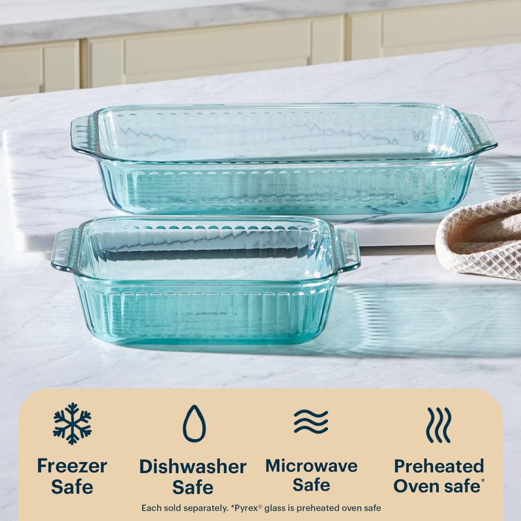Pyrex® Sculpted Tinted Glass 8" Square Baking Dish, Aqua