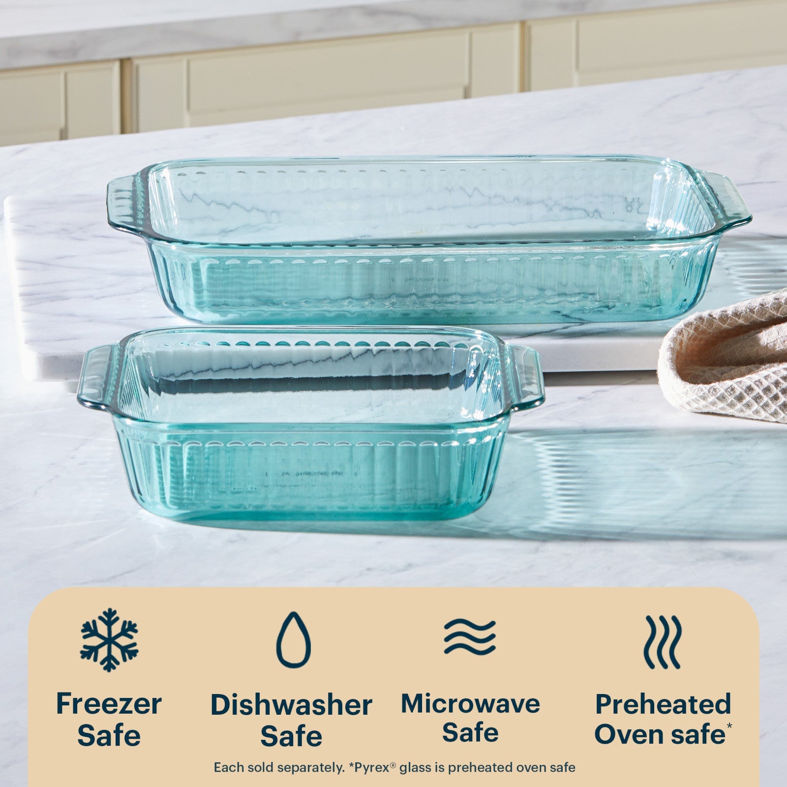 Pyrex® Sculpted Tinted Glass 8" Square Baking Dish, Aqua