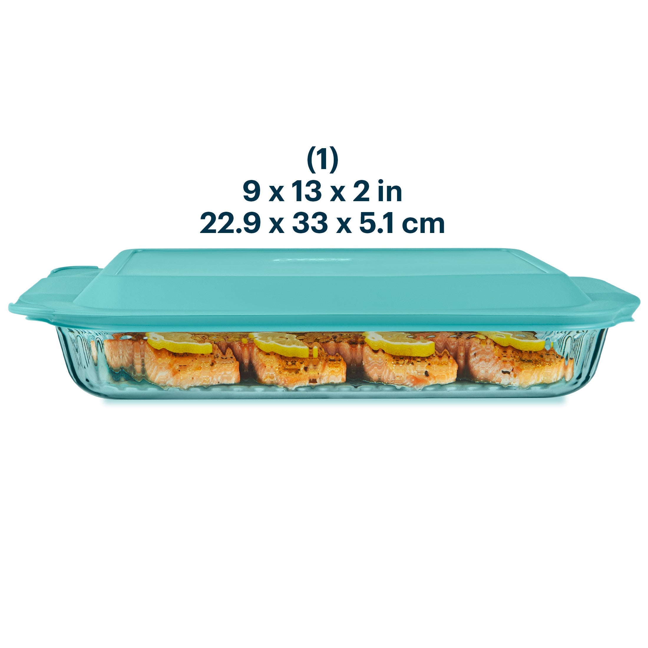 Pyrex® Sculpted Tinted Glass 3QT Oblong Baking Dish with Lid, Aqua