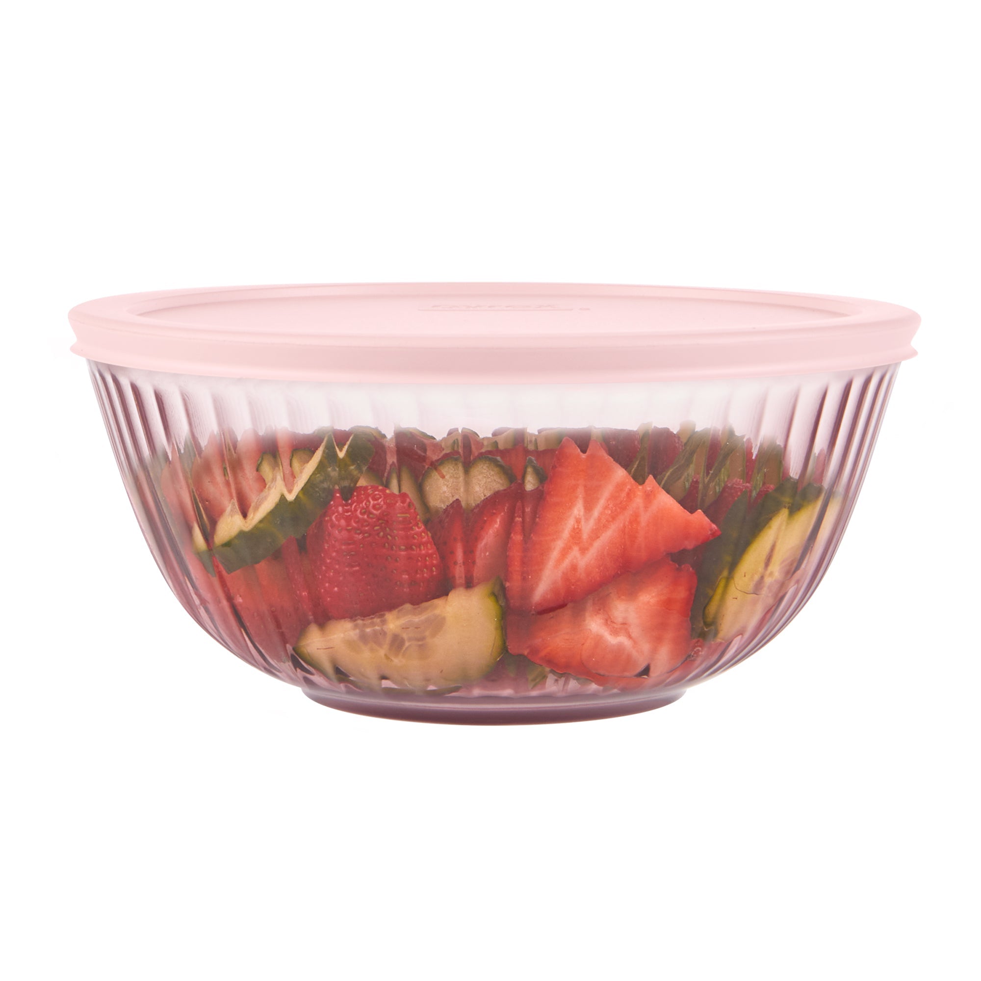 Pyrex® Sculpted Tinted Glass 2.3QT Mixing Bowl with Lid, Pink