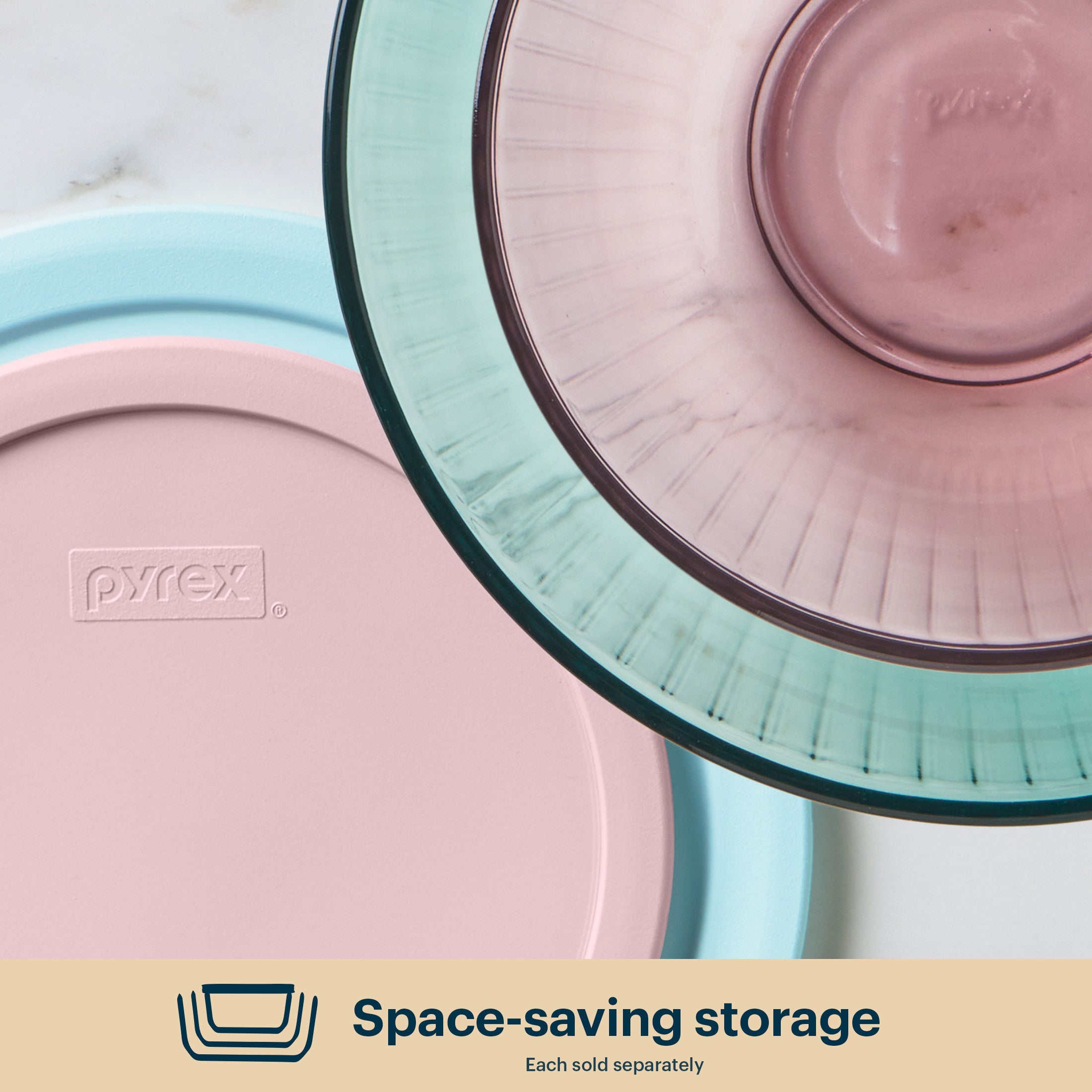 Pyrex® Sculpted Tinted Glass 2.3QT Mixing Bowl with Lid, Pink