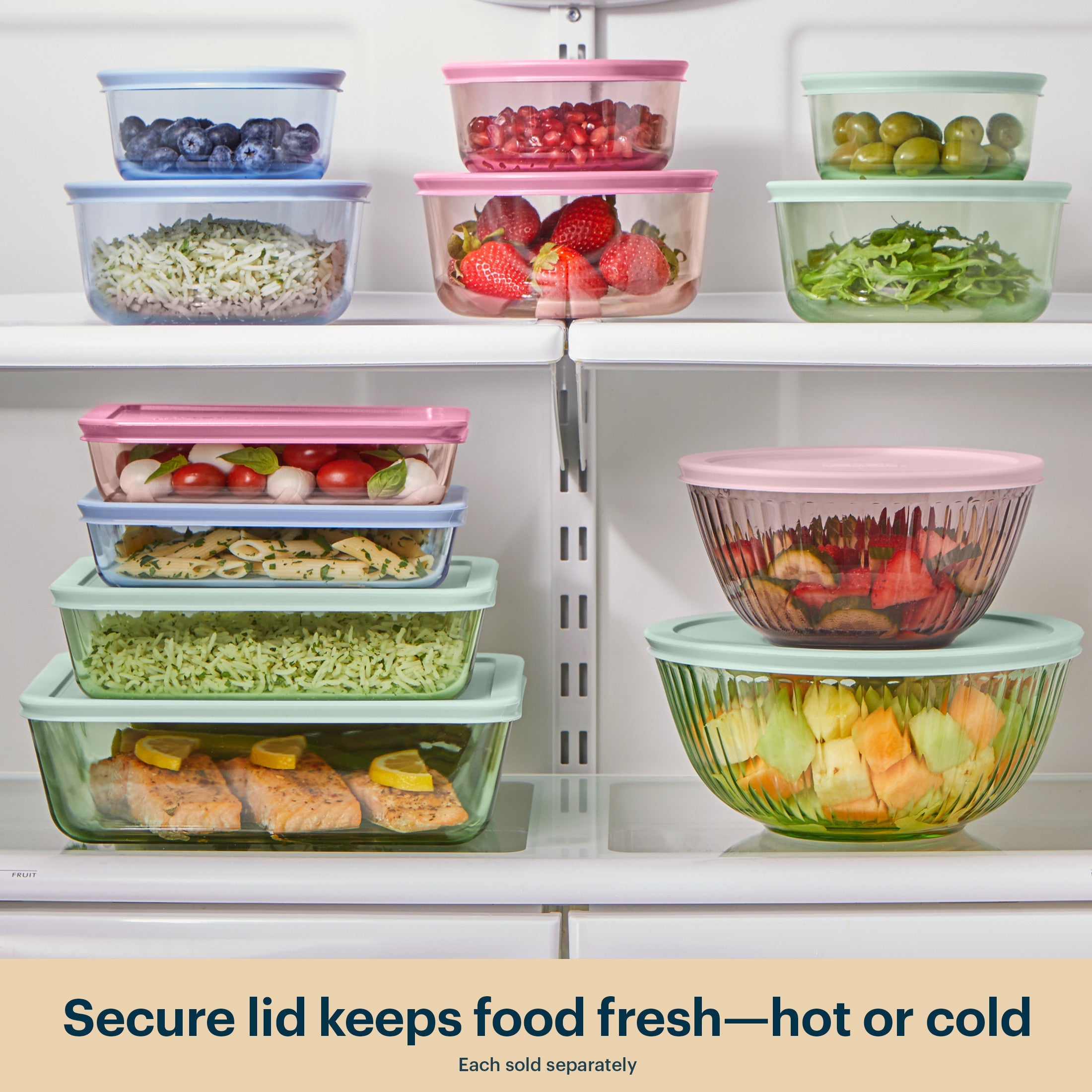 Pyrex® Sculpted Tinted Glass 2.3QT Mixing Bowl with Lid, Pink