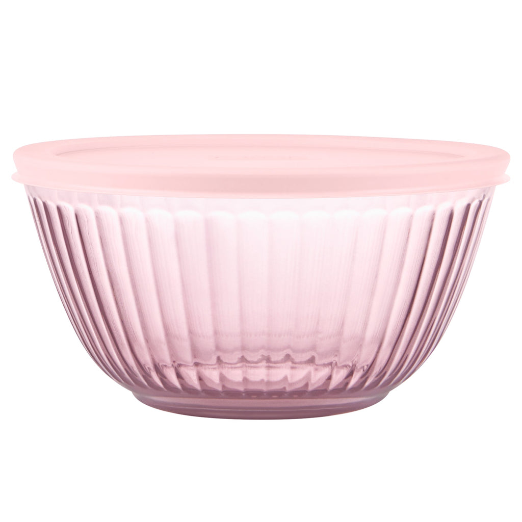 Pyrex® Sculpted Tinted Glass 2.3QT Mixing Bowl with Lid, Pink