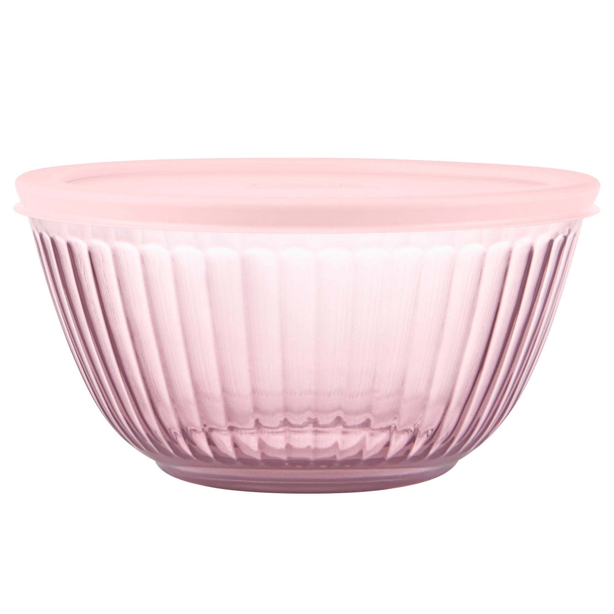 Pyrex® Sculpted Tinted Glass 2.3QT Mixing Bowl with Lid, Pink