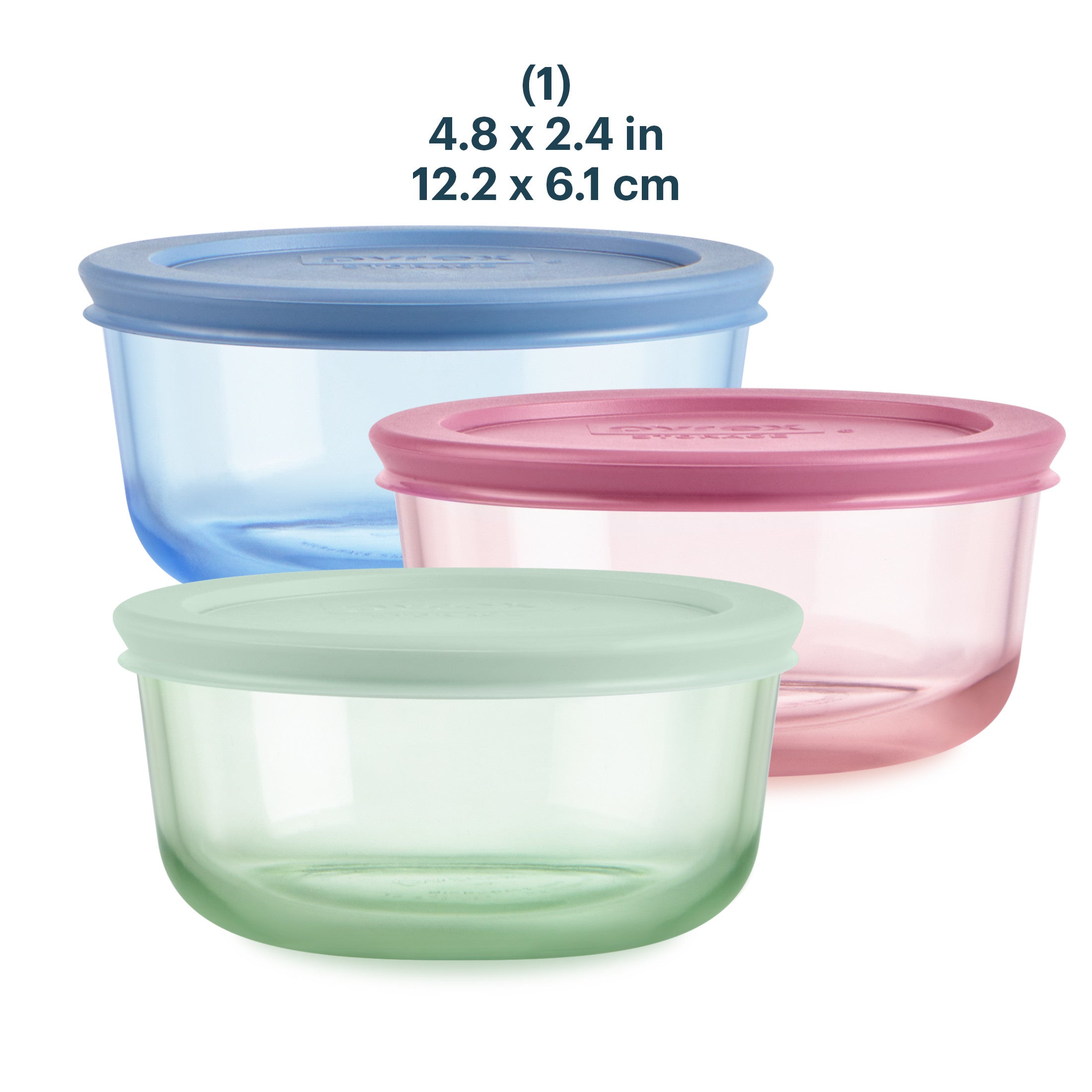 Pyrex® Simply Store® Tinted Glass 2-cup Round Storage Containers, 6-pc Set, Mixed Colors