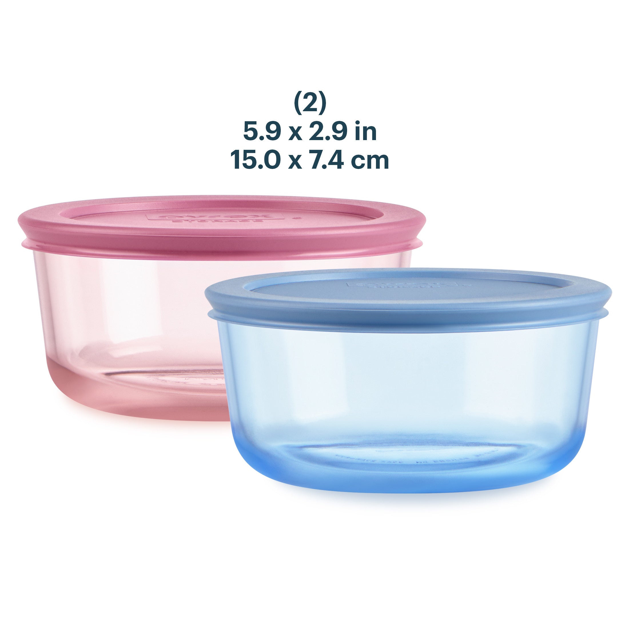 Pyrex® Simply Store® Tinted Glass 4-cup Round Storage Containers, 4-pc Set, Mixed Colors