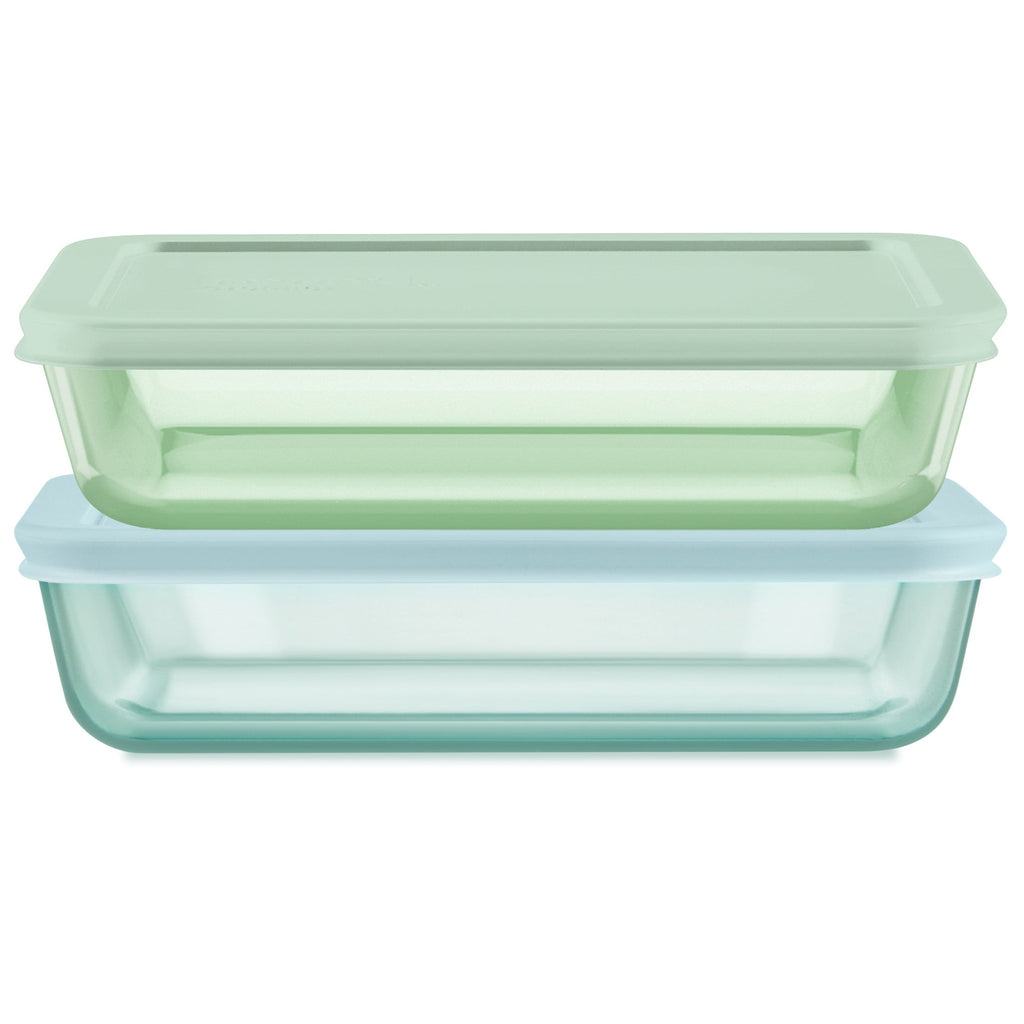 Pyrex® Simply Store® Tinted Glass 3-cup Rectangle Storage Containers, 4-pc Set, Mixed Colors