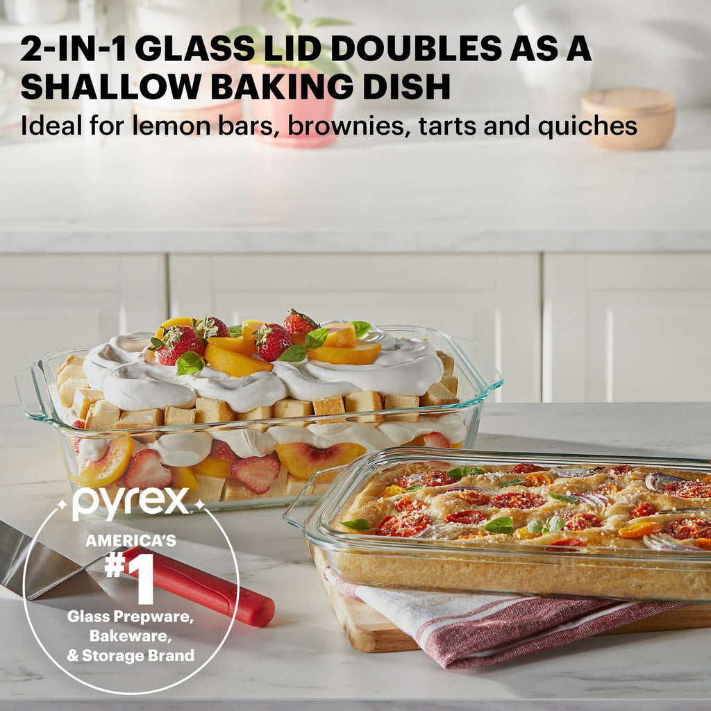 Pyrex® Deep 9” x13” 2-in-1 Glass Baking Dish with Glass Lid