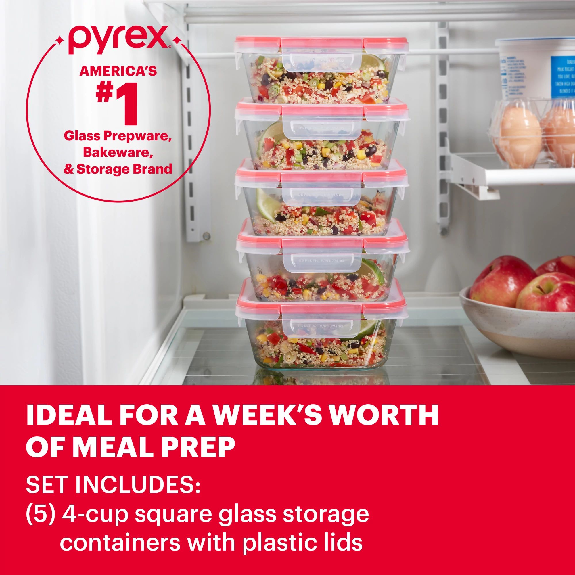 Pyrex® Freshlock™ 10-piece Meal Prep Glass Storage Set