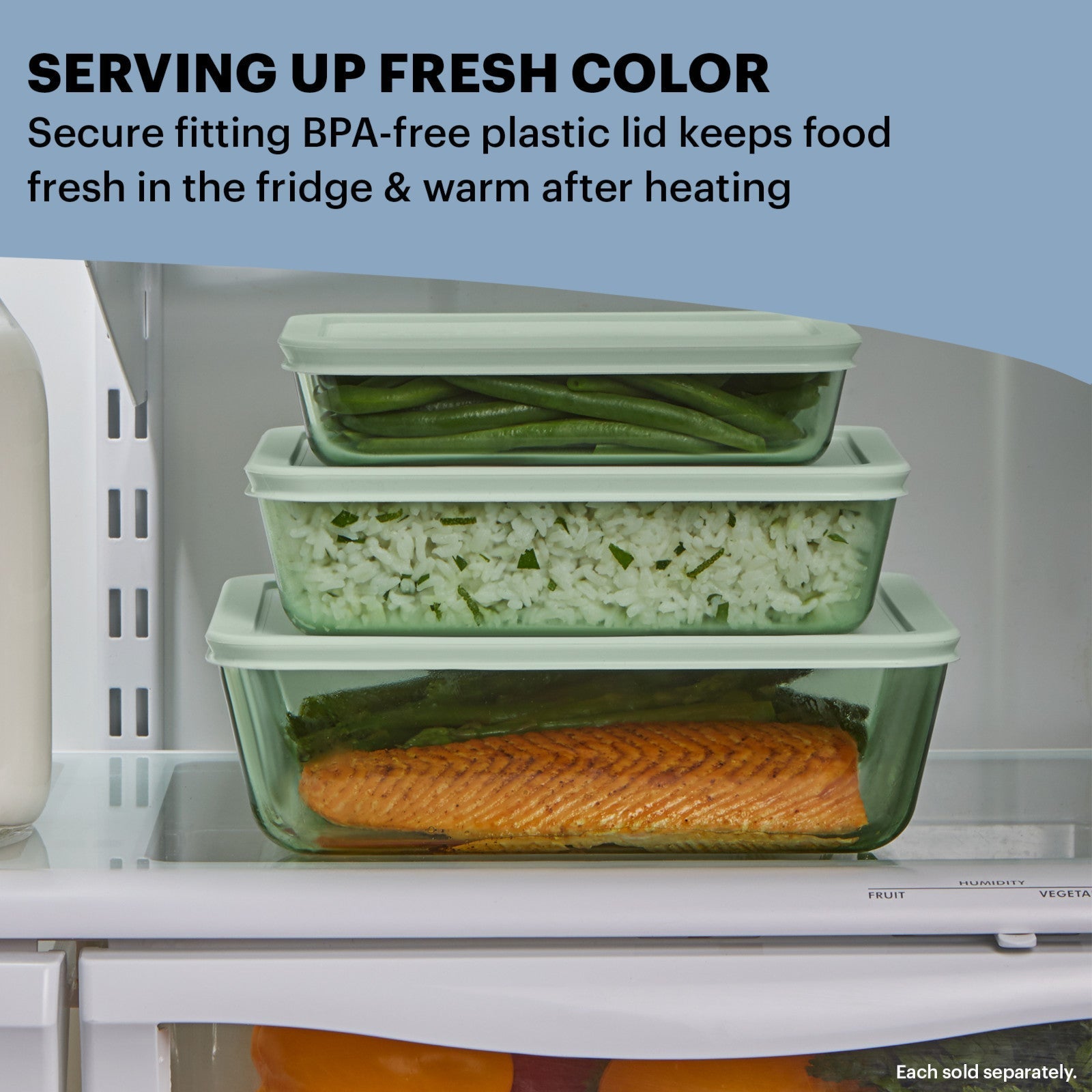 Pyrex® Simply Store® Tinted 11-cup Rectangle Storage with Green Plastic Lid