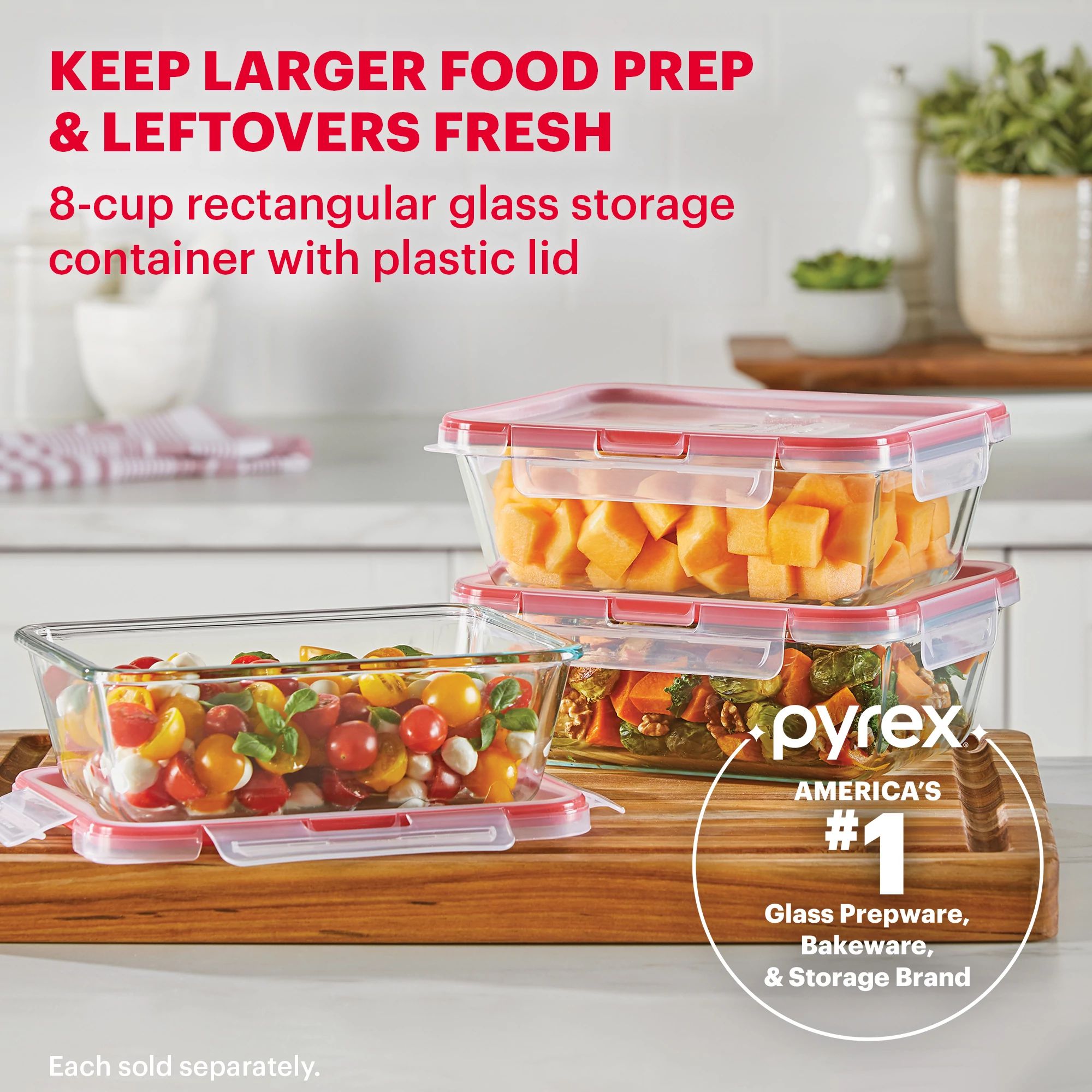Pyrex® Freshlock™ 8-cup Rectangle Glass Storage