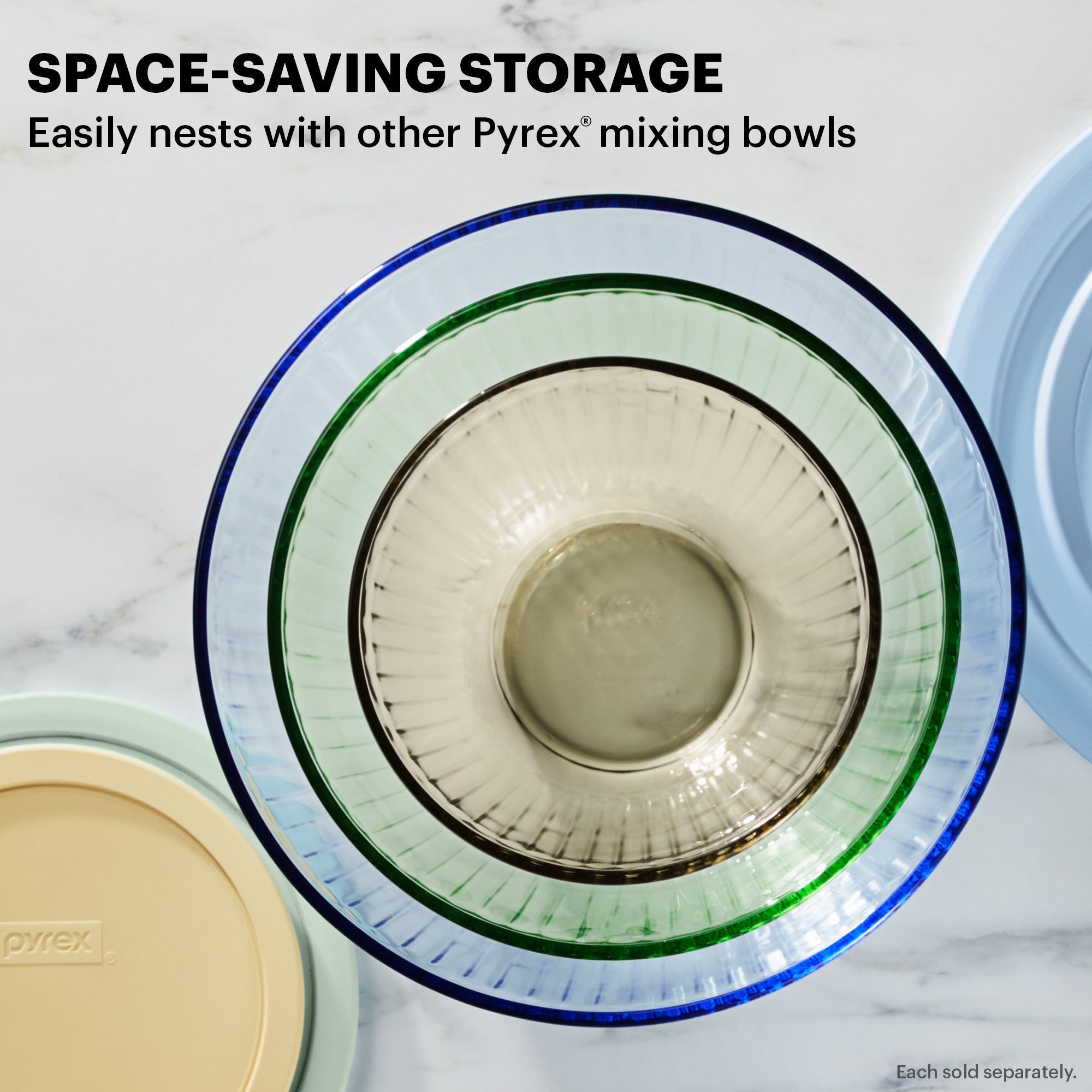 Pyrex® Colors Sculpted Tinted 4.5-quart Mixing Bowl with Lid, Blue