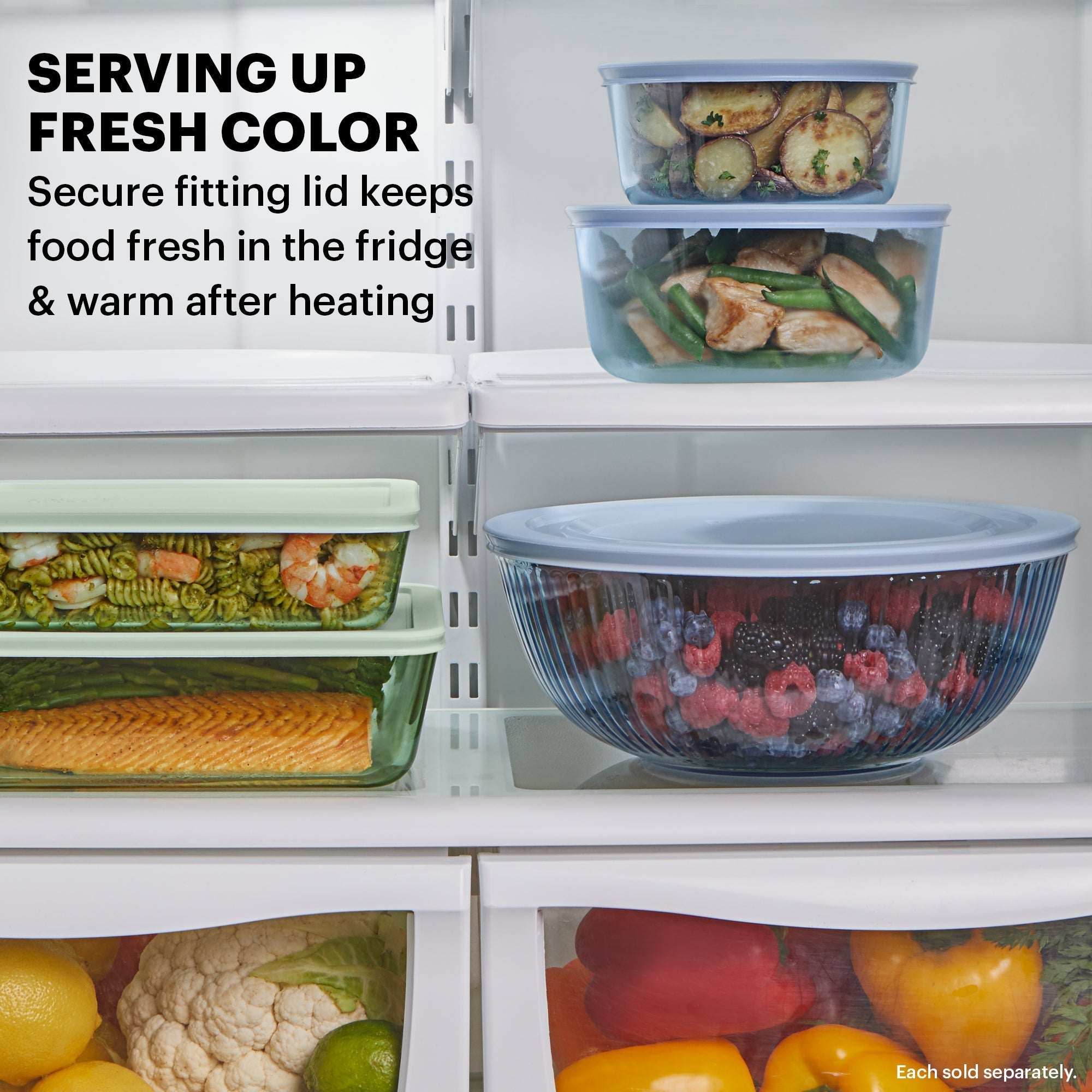 Pyrex® Colors Sculpted Tinted 4.5-quart Mixing Bowl with Lid, Blue