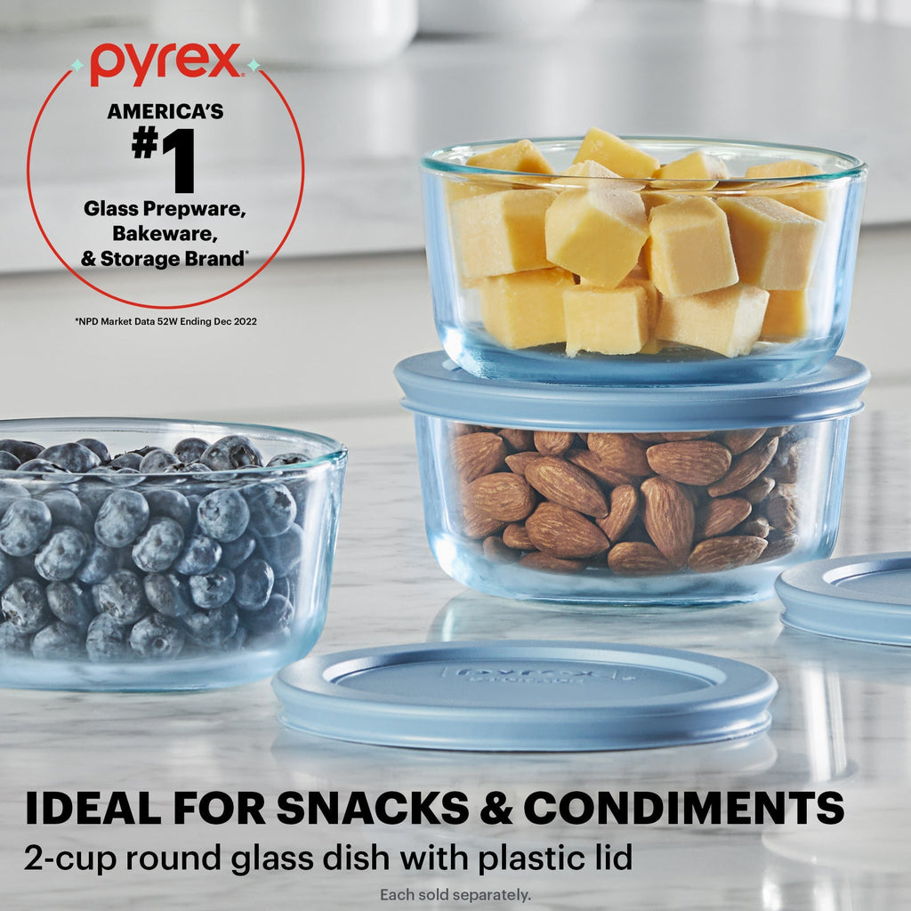Pyrex® Simply Store® Tinted 2-cup Round Storage with Plastic Lid, Blue