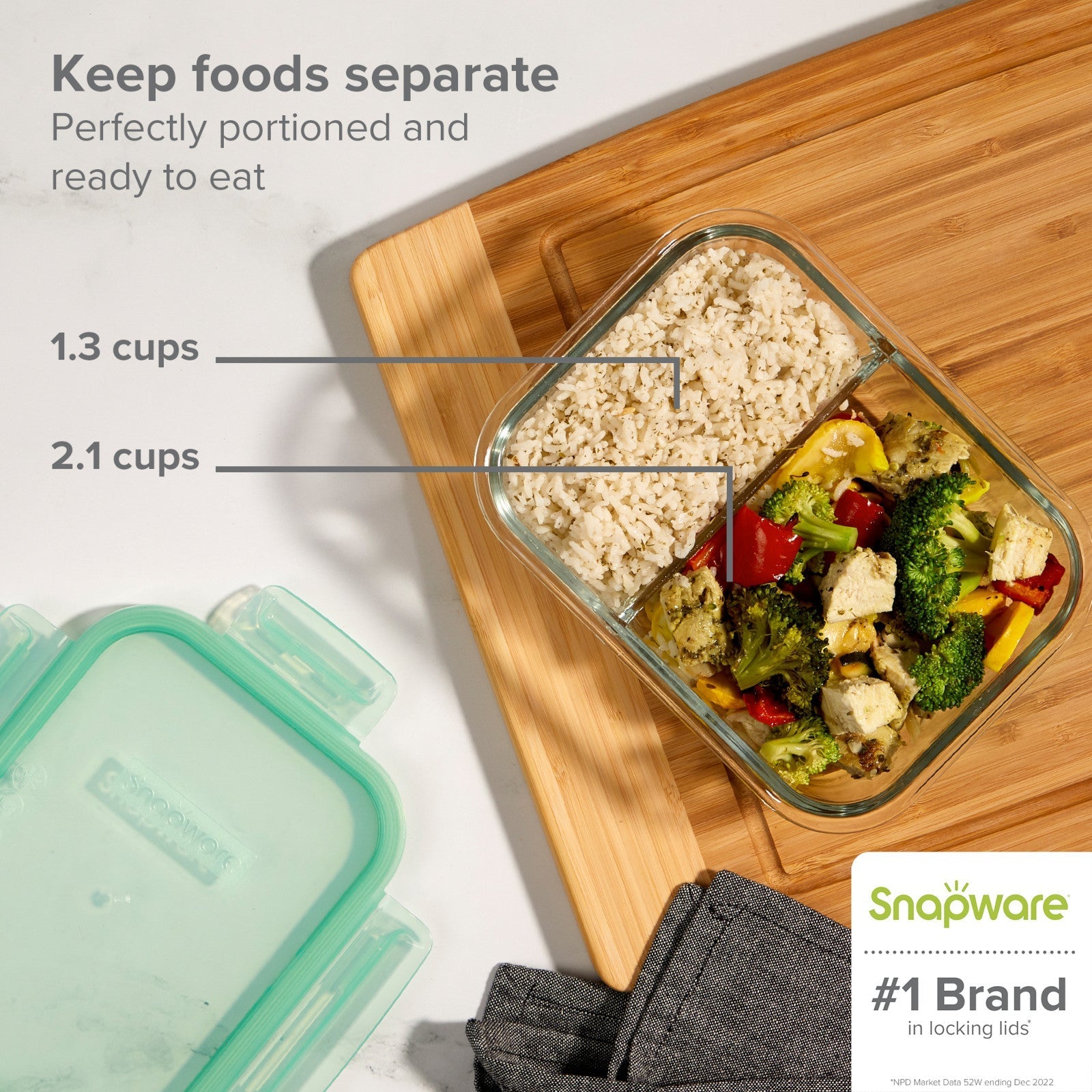 Snapware® MealBox™ 4-cup Divided Glass Storage Container with Lid