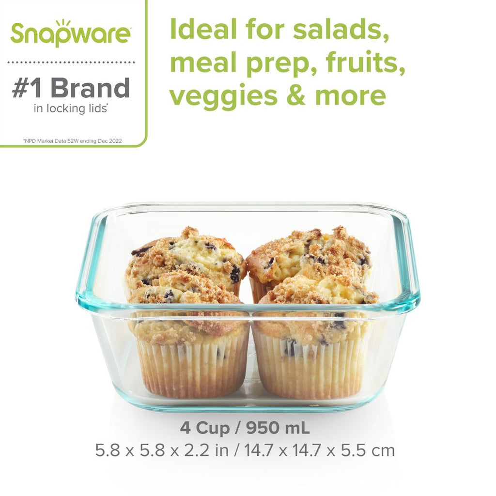 Snapware® Total Solution® Pyrex® Glass 4-cup Square Food Storage with Plastic Lid