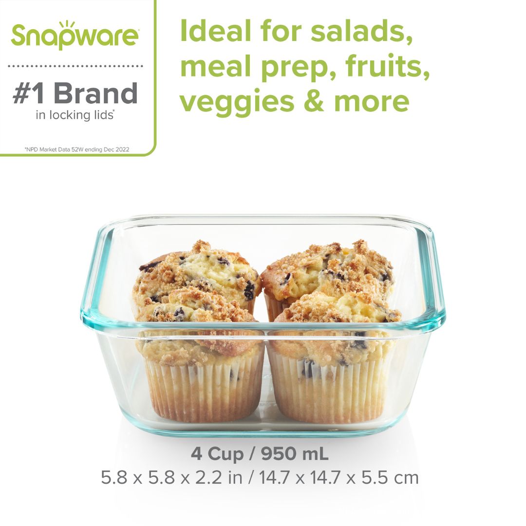 Snapware® Total Solution® Pyrex® Glass 4-cup Square Food Storage with Plastic Lid
