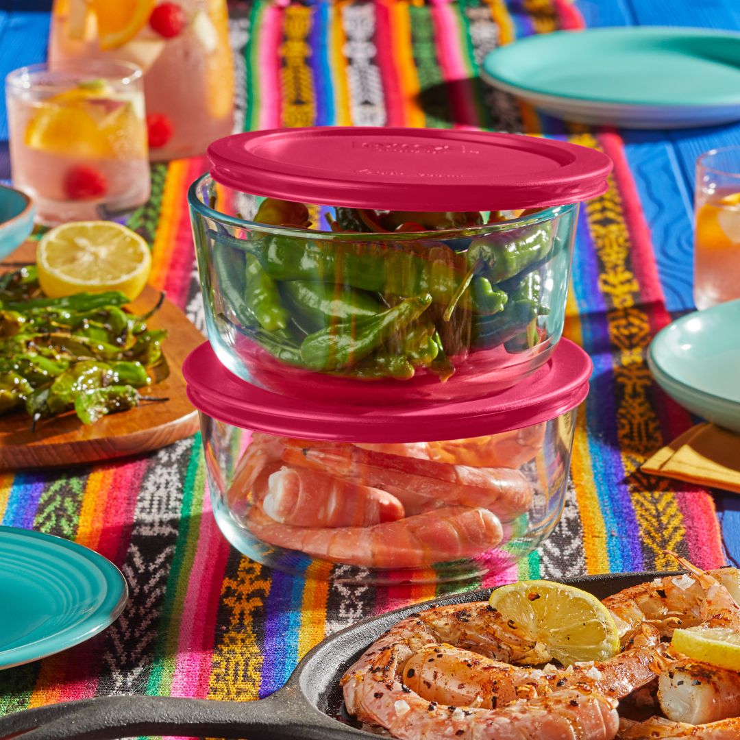 Pyrex® Simply Store® 8-piece Glass Food Storage Container Set with Red Lids