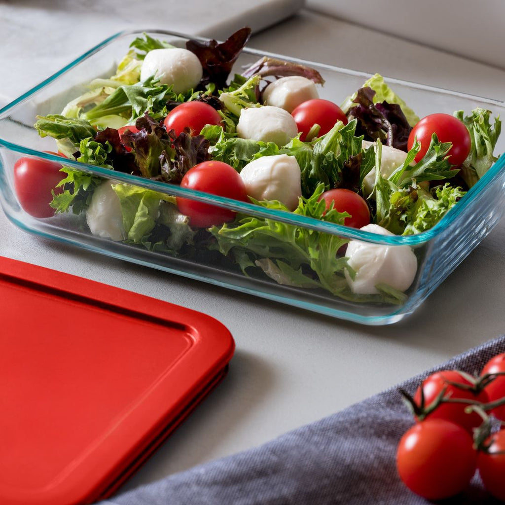 Pyrex® Simply Store® 6-cup Rectangular Glass Food Storage Container with Red Lid