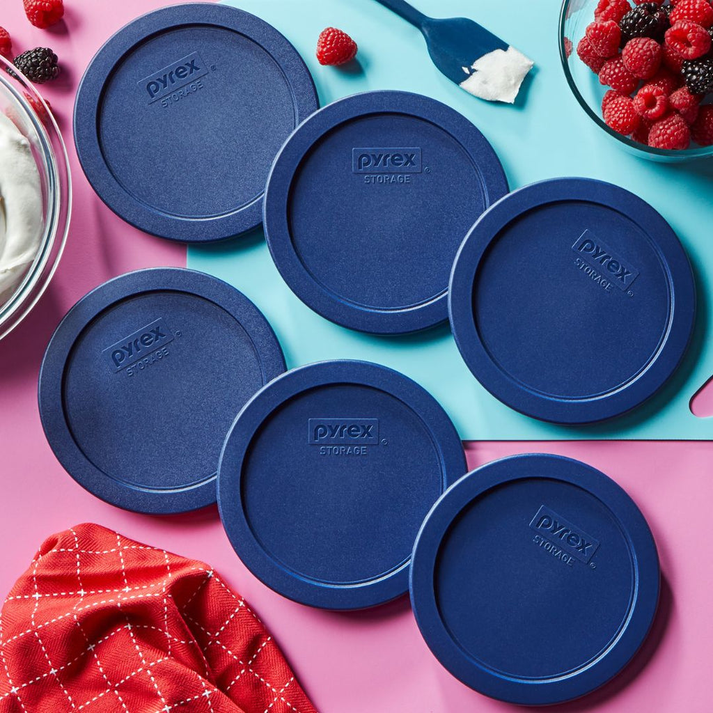 Pyrex® 4-cup Round Dark Blue Plastic Lids, 6-pack